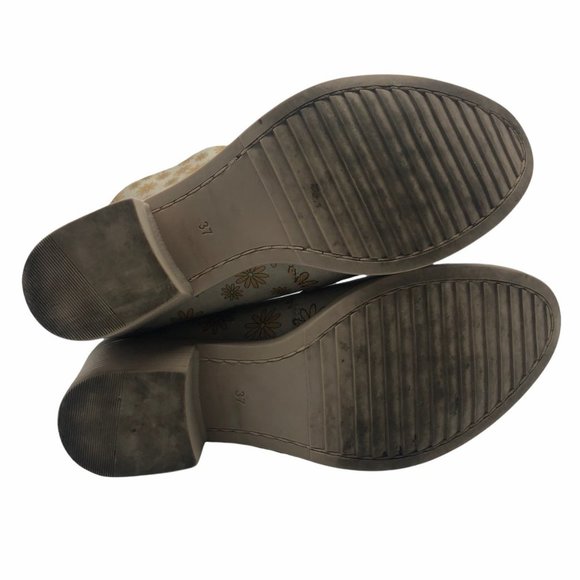 Moosefield Yellow Flowers Ankle Boots Women US 6.5 Tan Daisy Floral Boho Western - Picture 5 of 6